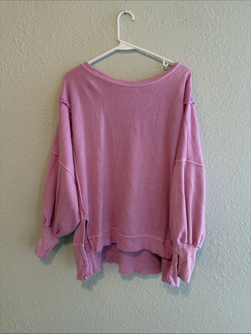 We The Free Pink Oversized Raw-Hem Sweatshirt - Picture 1 of 10